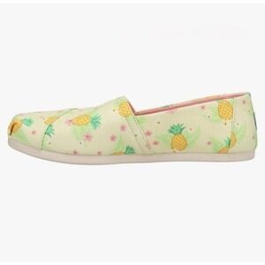 Toms‎ Alpargata Shoes Women Sz 8.5 Yellow Pineapple Print Vacation Comfort EUC